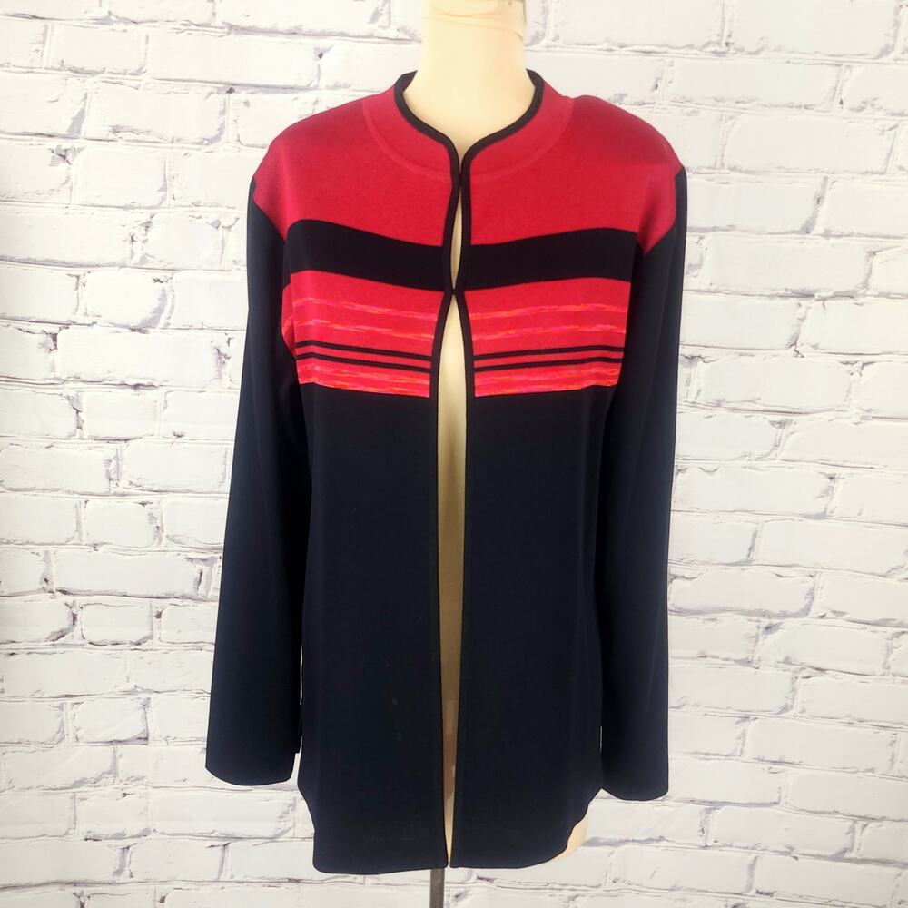 Misook Cardigan Striped Open Front Womens XS Corpcore Professional mature